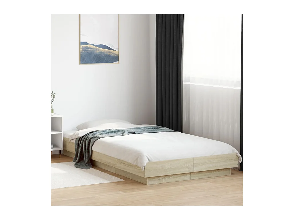 Estructura cama con luces LED madera roble Sonoma 90x190 cm