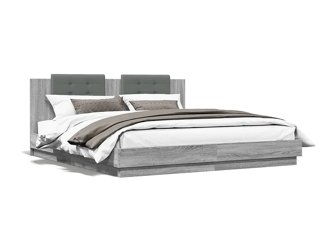 Cadre de lit avec LED sans matelas sonoma gris 200x200 cm