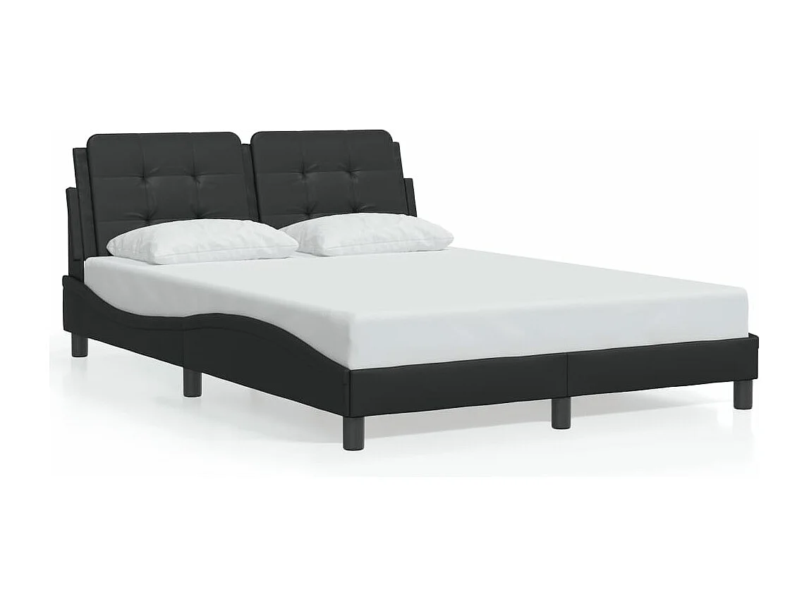 Estrutura de cama c/ luzes LED 120x200cm couro artificial preto