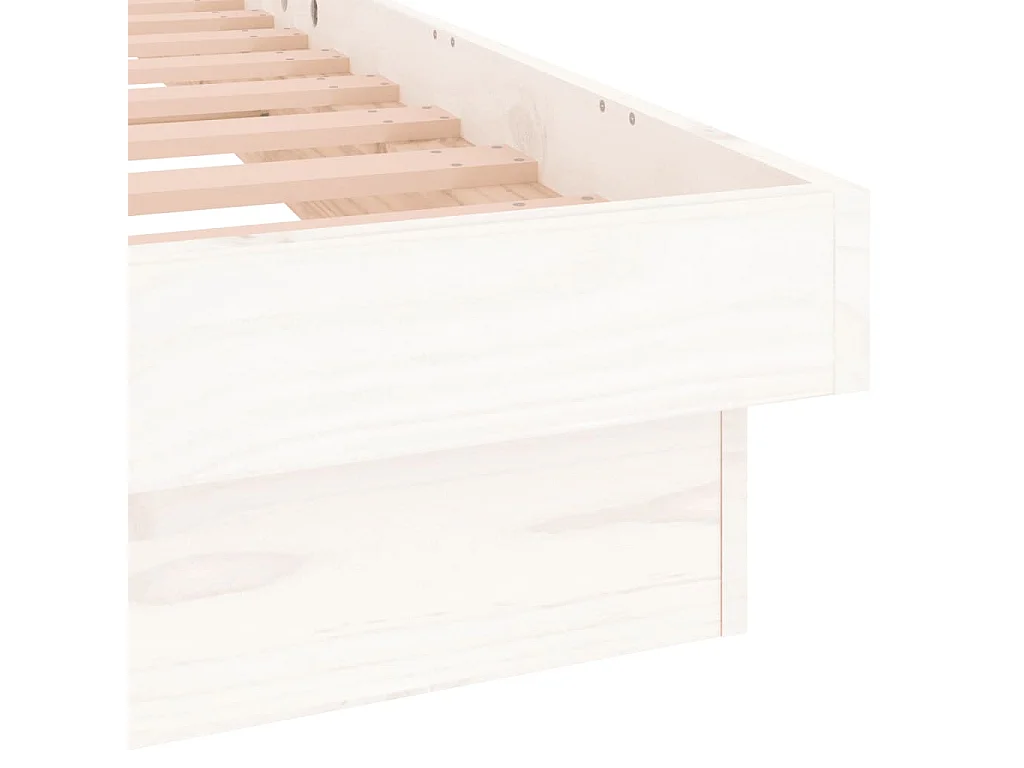 Cadre de lit à LED sans matelas blanc bois massif