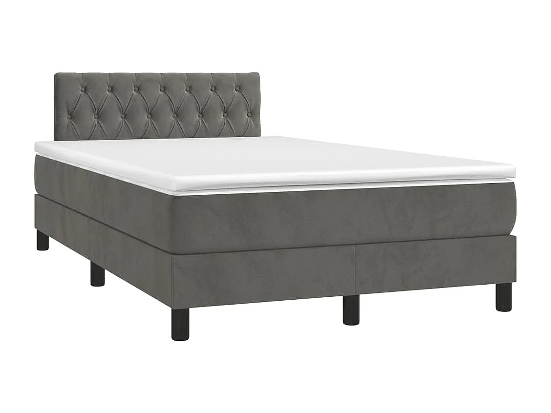 Sommier à lattes de lit avec matelas LED gris foncé 120x190 cm