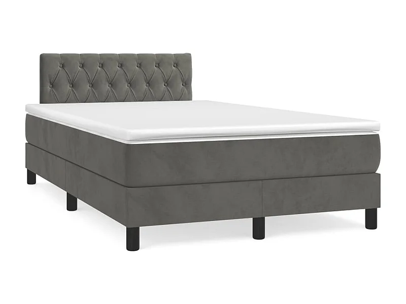 Sommier à lattes de lit avec matelas LED gris foncé 120x190 cm