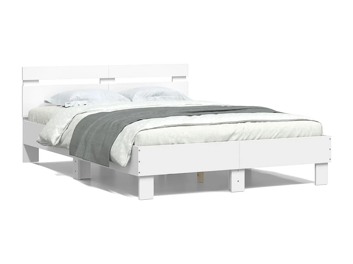 Cadre de lit avec LED sans matelas blanc 135x190 cm