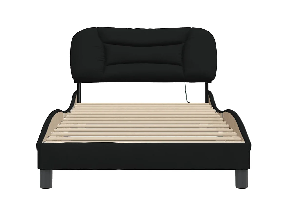 Cadre de lit avec LED sans matelas noir 100x200 cm tissu