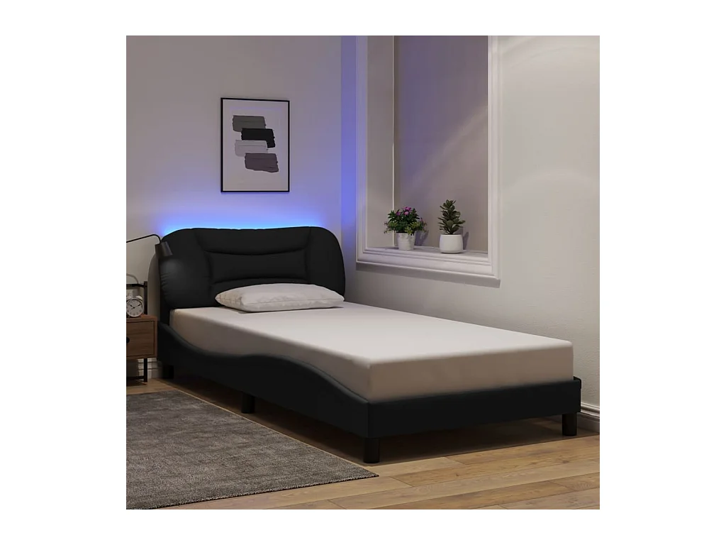 Giroletto con Luci LED Nero 100x200 cm in Tessuto