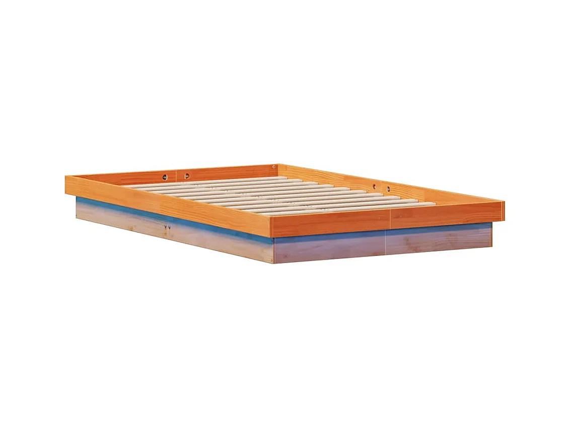 Bedframe met LED massief grenenhout wasbruin 140x200 cm