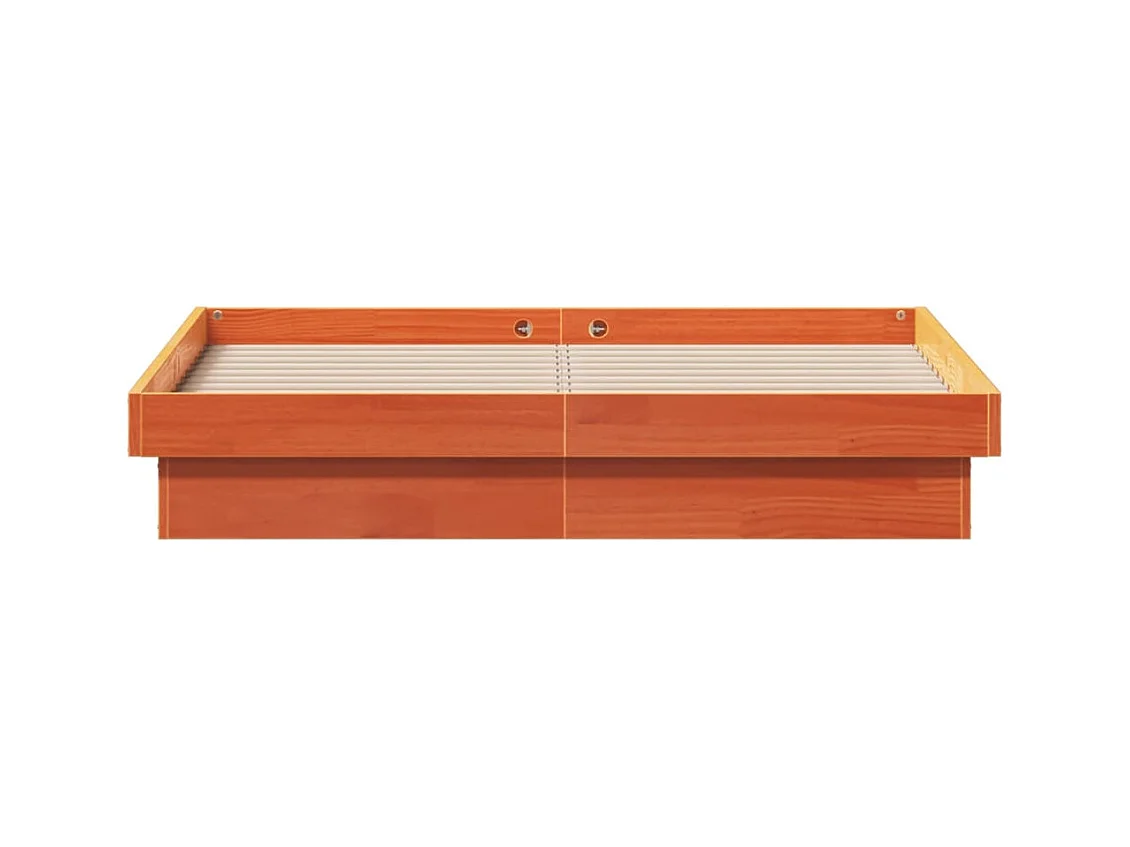 Bedframe met LED massief grenenhout wasbruin 140x200 cm