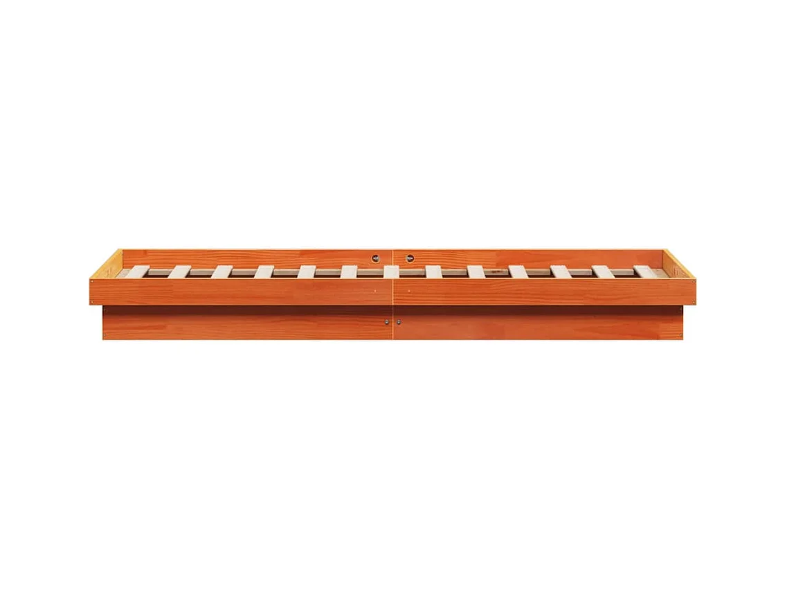 Bedframe met LED massief grenenhout wasbruin 140x200 cm