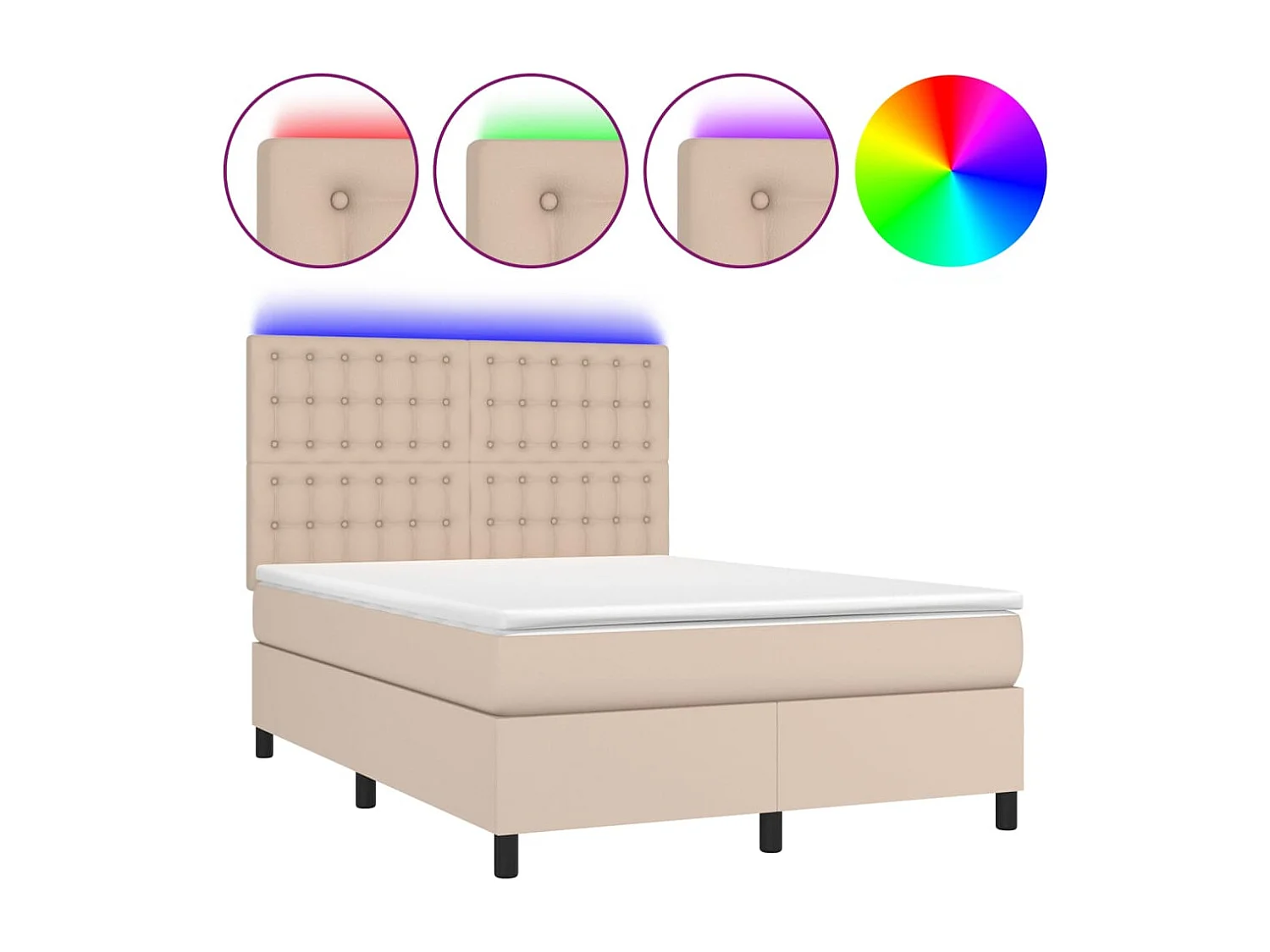 Sommier à lattes de lit avec matelas LED Cappuccino 140x190 cm