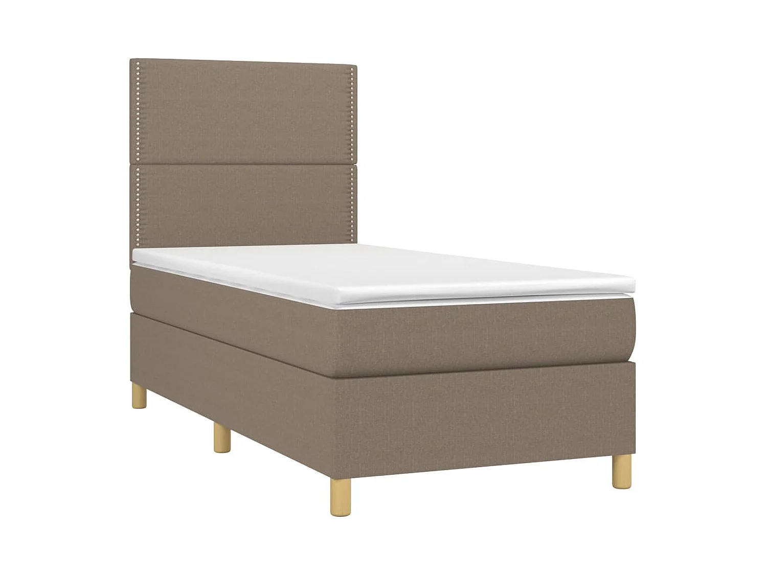 Sommier à lattes de lit et matelas et LED Taupe 90x200 cm Tissu