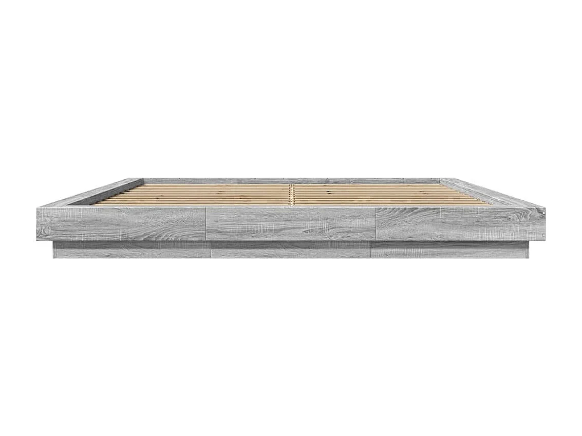 Cadre de lit et lumières LED sans matelas sonoma gris 200x200cm