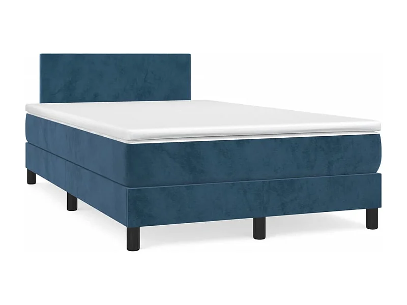Cama box spring colchón y LED terciopelo azul oscuro 120x190 cm