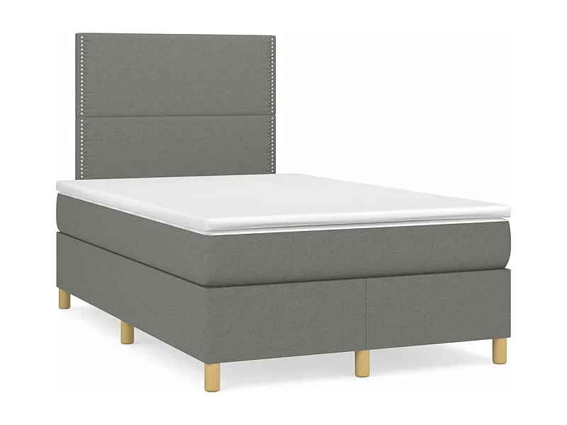Cama box spring c/ colchão e LED 120x190 cm tecido cinza-escuro