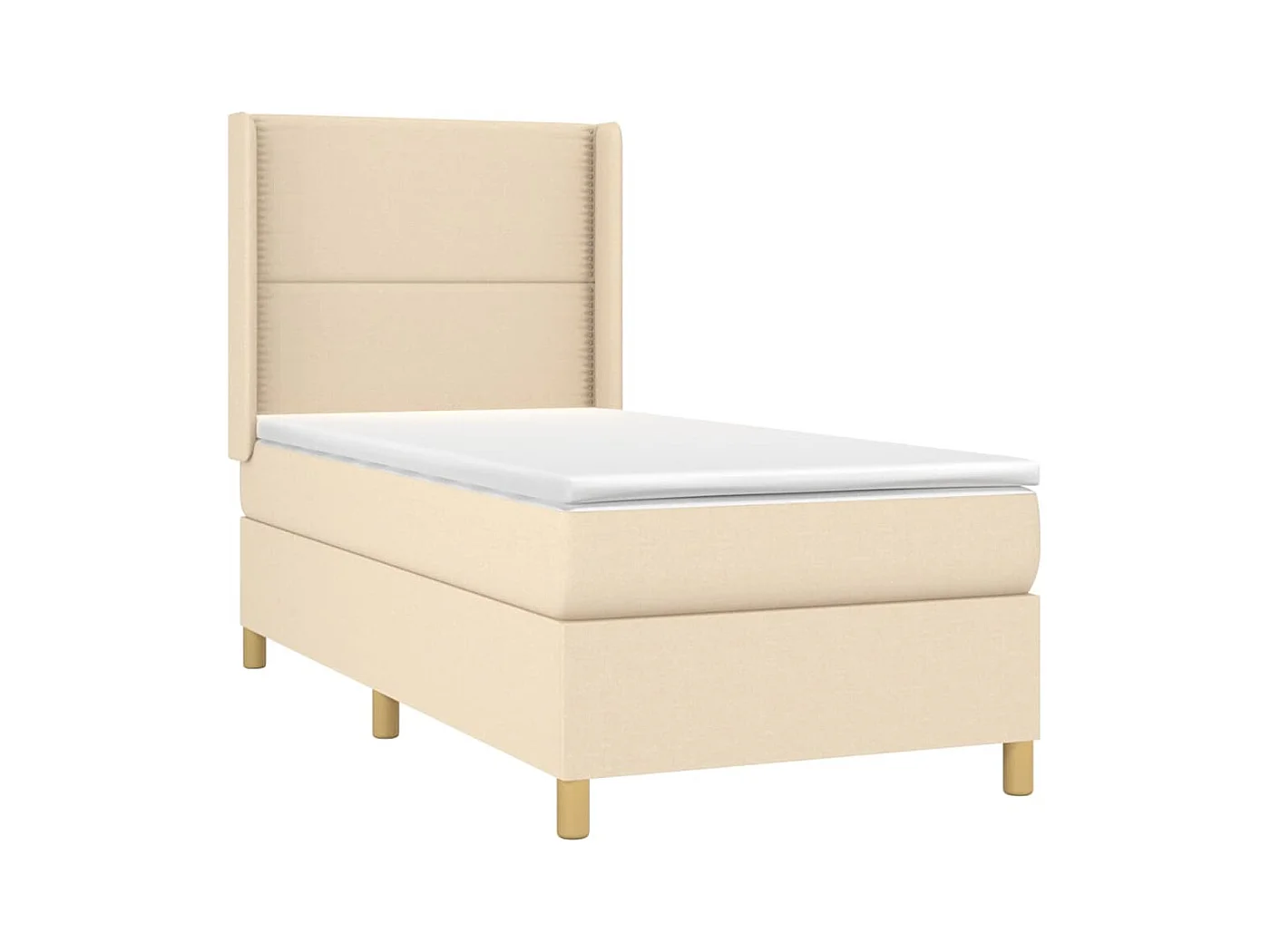 Letto a Molle con Materasso e LED Crema 90x200 cm in Tessuto