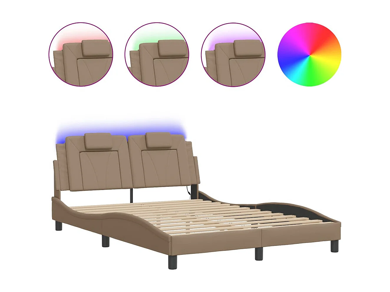 Cadre de lit avec LED sans matelas cappuccino 120x200 cm