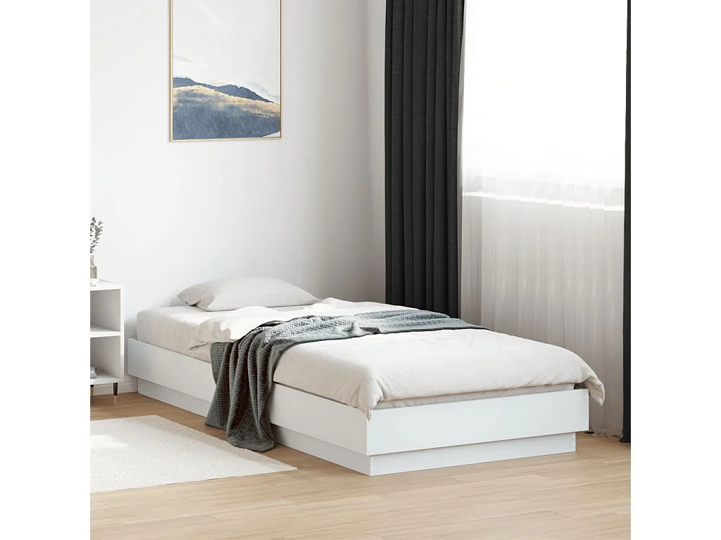 Cadre de lit sans matelas avec lumières LED blanc 100x200 cm