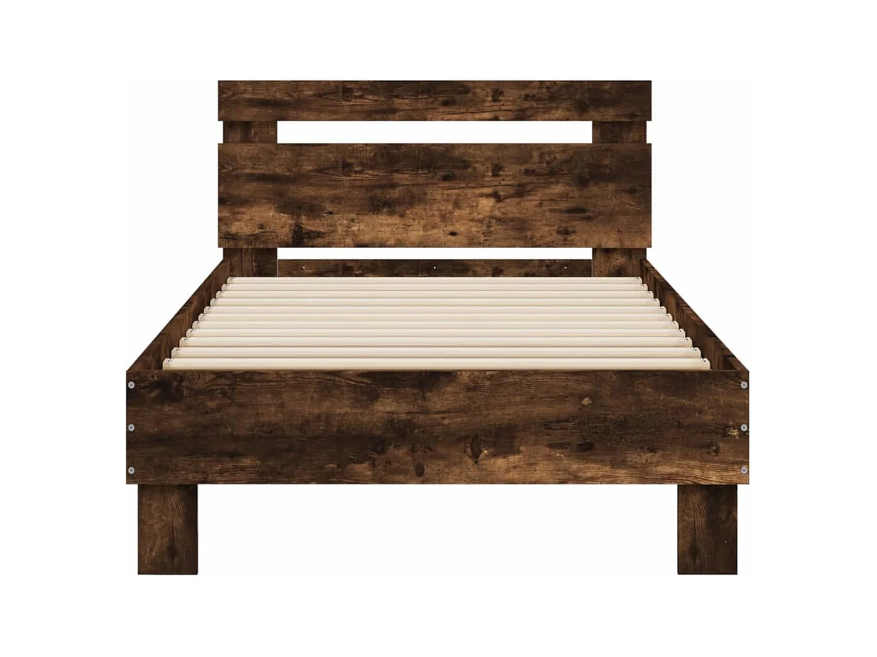Bedframe met hoofdbord en LED gerookt eikenkleurig 90x200 cm