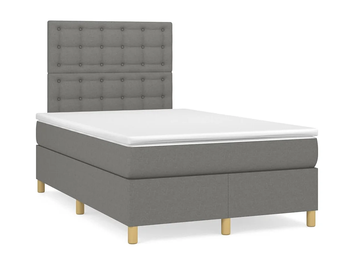 Sommier à lattes de lit matelas LED gris foncé 120x190 cm tissu