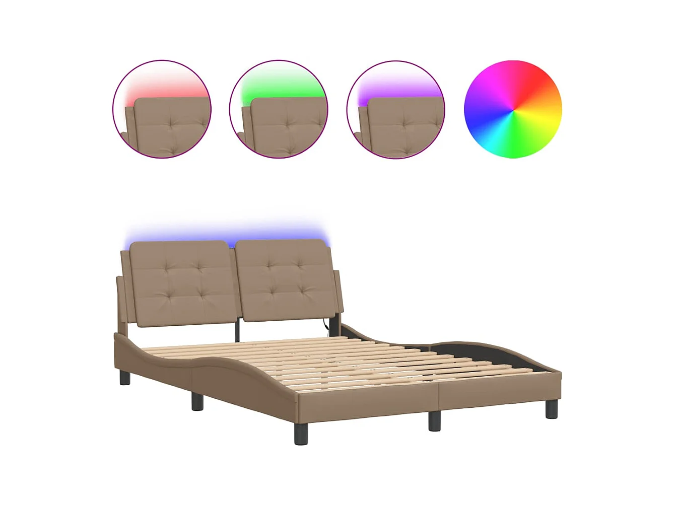 Cadre de lit avec LED sans matelas cappuccino 120x200 cm
