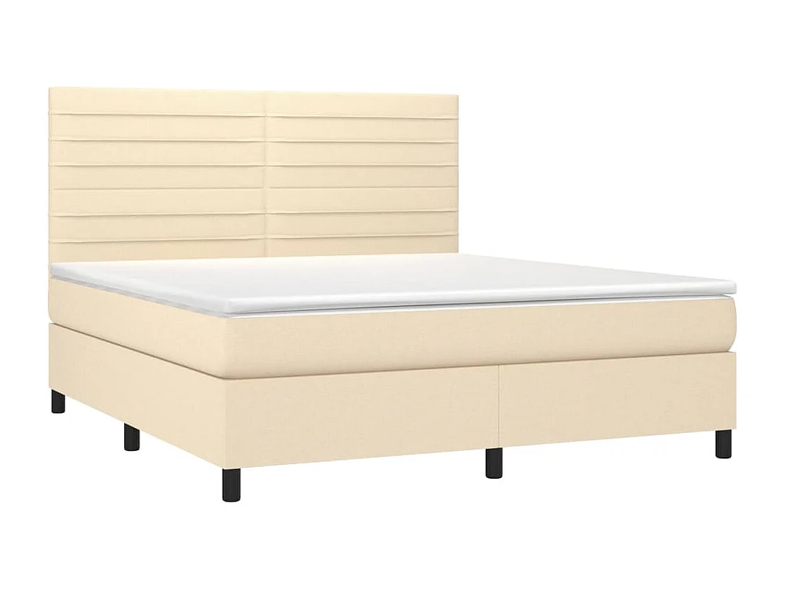 Letto a Molle con Materasso e LED Crema 180x200 cm in Tessuto