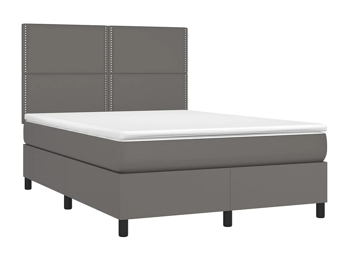 Sommier à lattes de lit avec matelas et LED Gris 140x190 cm
