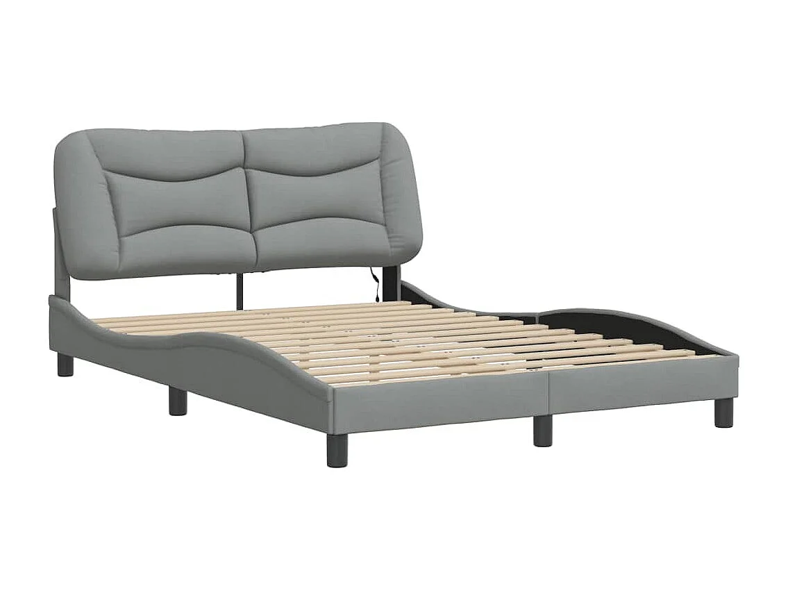 Cadre de lit avec LED sans matelas gris clair 140x200 cm tissu