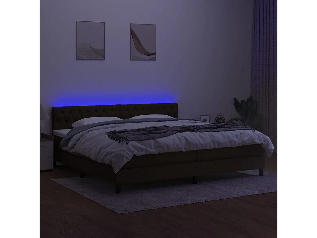 Boxspringbett mit Matratze & LED Dunkelbraun 200x200 cm Stoff