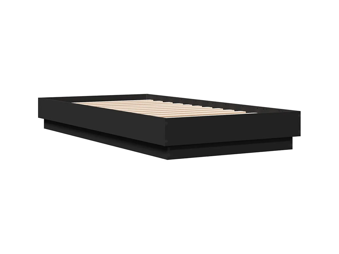 Cadre de lit sans matelas avec lumières LED noir 75x190 cm