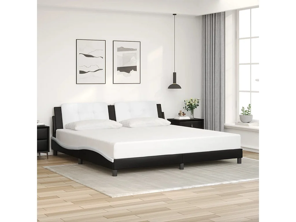 Giroletto con Luci LED Nero e Bianco 200x200 cm in Similpelle