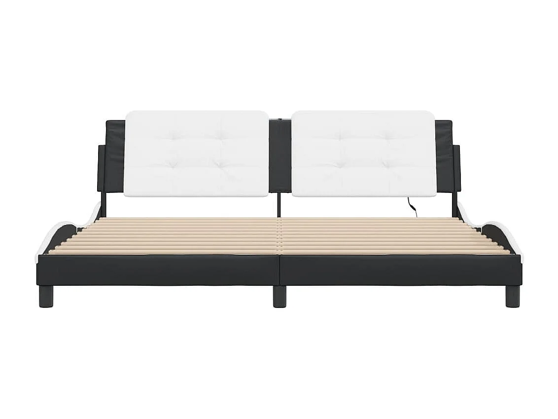 Giroletto con Luci LED Nero e Bianco 200x200 cm in Similpelle