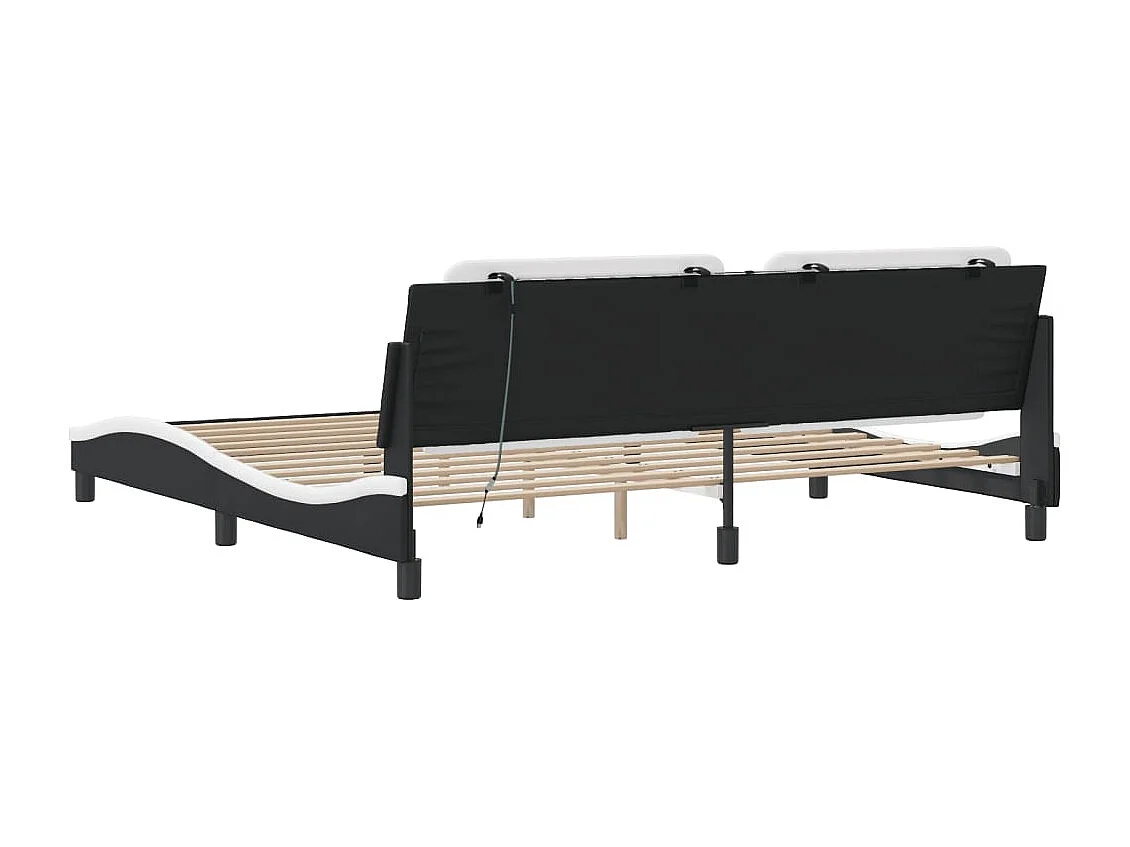 Giroletto con Luci LED Nero e Bianco 200x200 cm in Similpelle