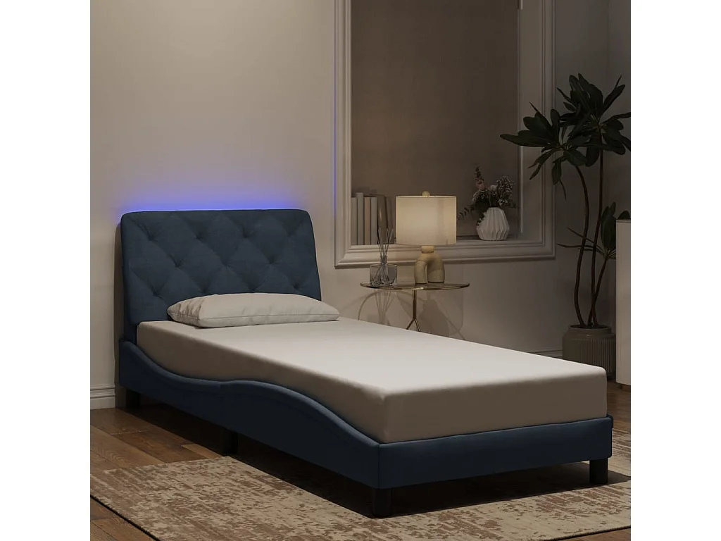 Estructura cama con luces LED terciopelo gris oscuro 80x200 cm