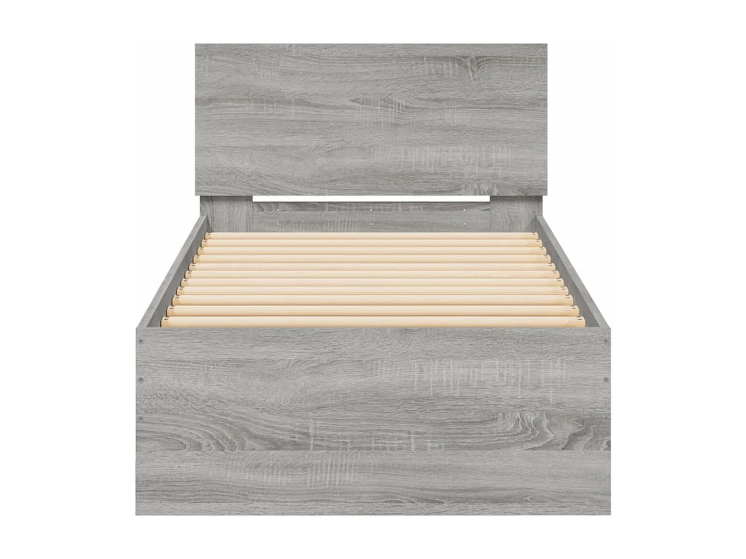 Bettgestell mit Kopfteil und LED-Leuchten Grau Sonoma 75x190 cm