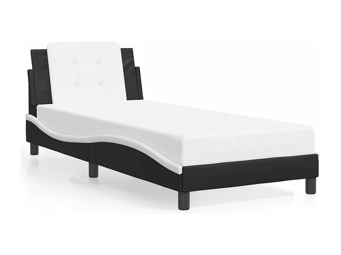 Cadre de lit avec LED sans matelas noir et blanc 100x200 cm