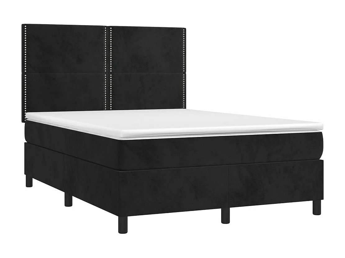 Boxspringbett mit Matratze & LED Schwarz 140x190 cm Samt