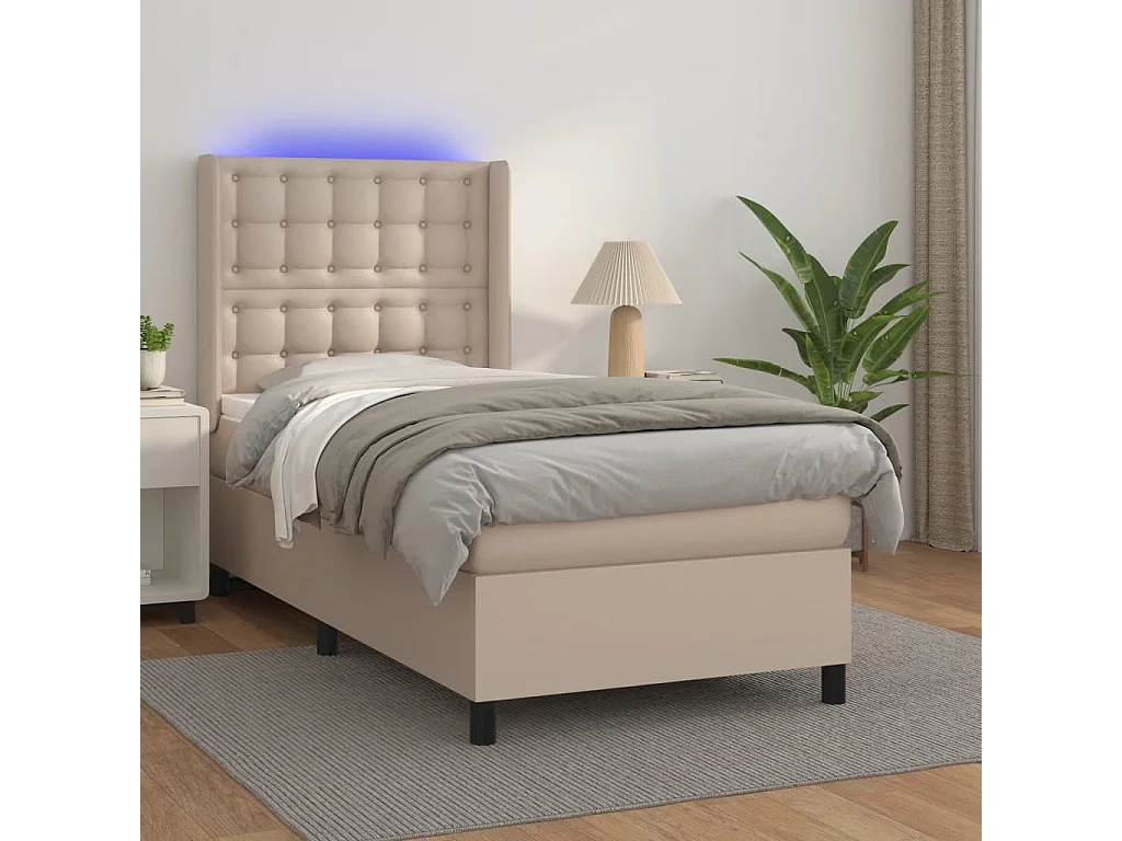 Sommier à lattes de lit matelas LED Cappuccino 90x190cm
