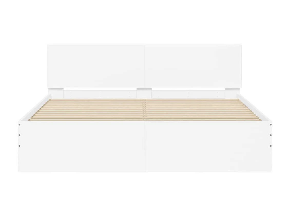 Bettgestell mit Kopfteil und LED-Beleuchtung Weiß 150x200 cm