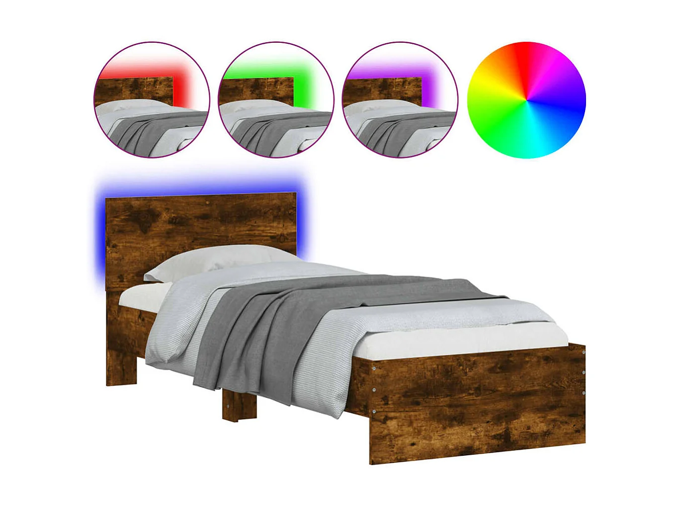 Cadre de lit sans matelas avec lumières LED 90x200 cm