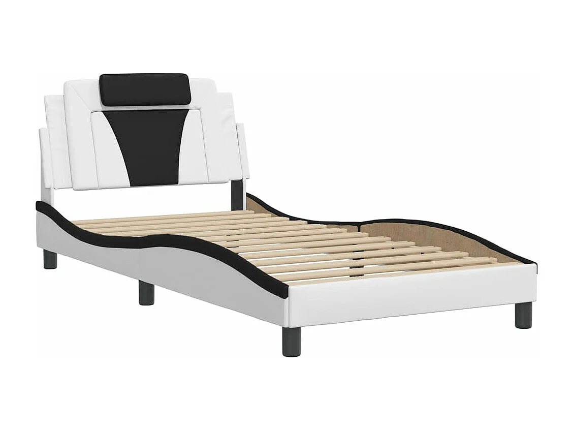 Cadre de lit avec LED sans matelas blanc et noir 100x200 cm