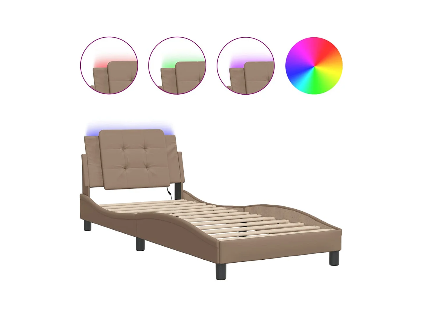 Bedframe met LED-verlichting kunstleer cappuccino 80x200 cm