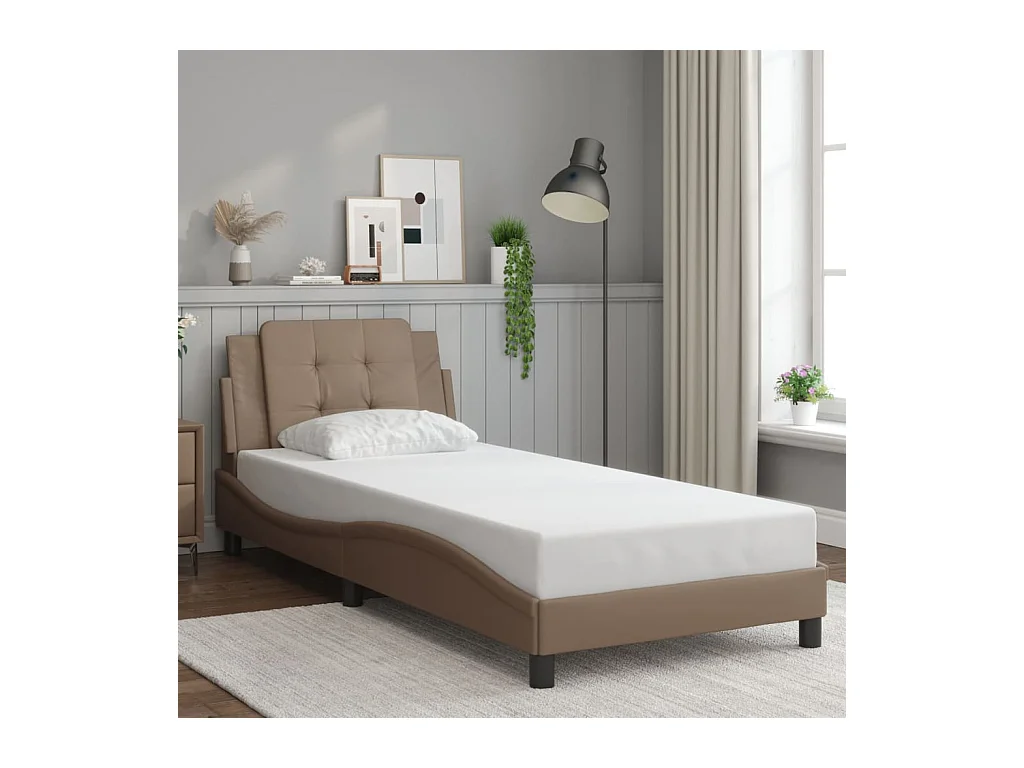 Bedframe met LED-verlichting kunstleer cappuccino 80x200 cm