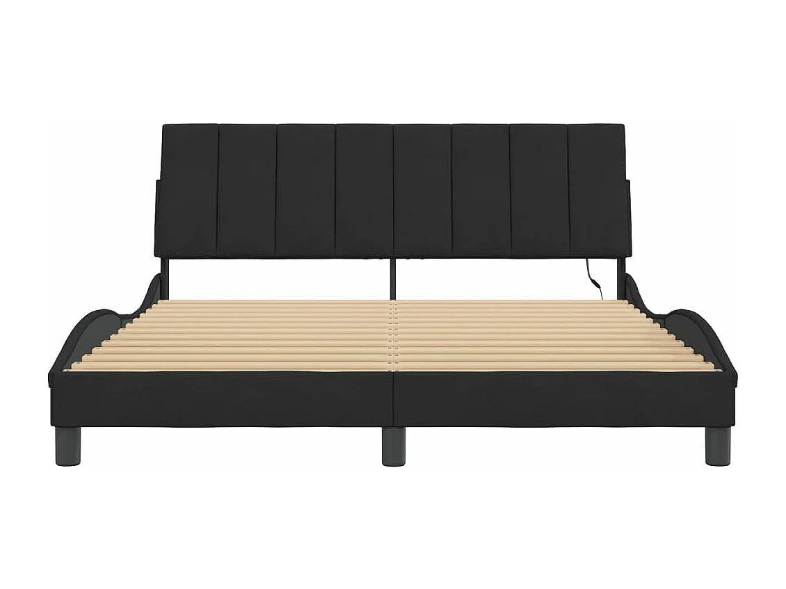 Bettgestell mit LED-Leuchten Schwarz 160x200 cm Samt