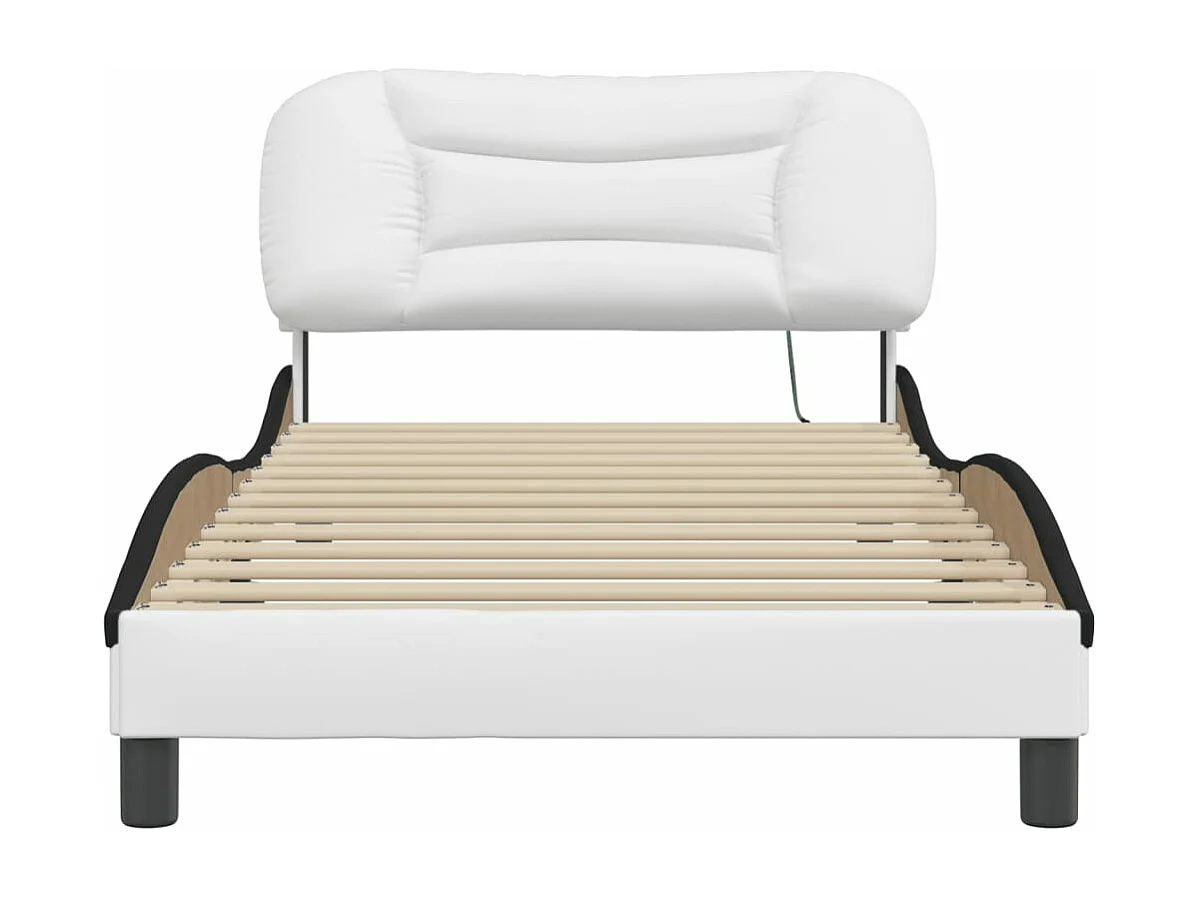 Cadre de lit avec LED sans matelas blanc et noir 100x200 cm