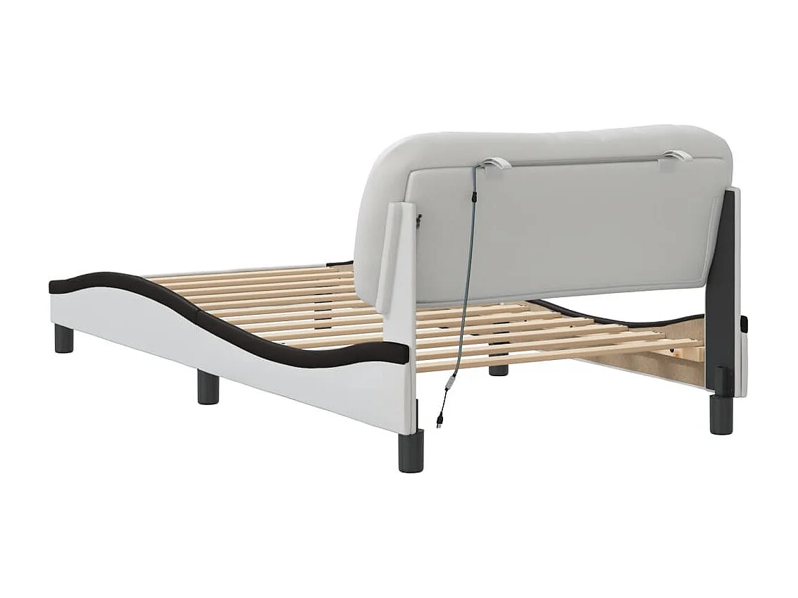 Cadre de lit avec LED sans matelas blanc et noir 100x200 cm