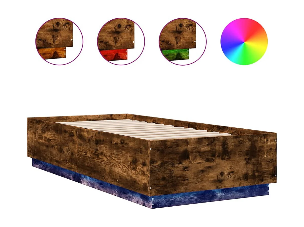 Giroletto con Luci LED Rovere Fumo 90x200 cm Legno Multistrato