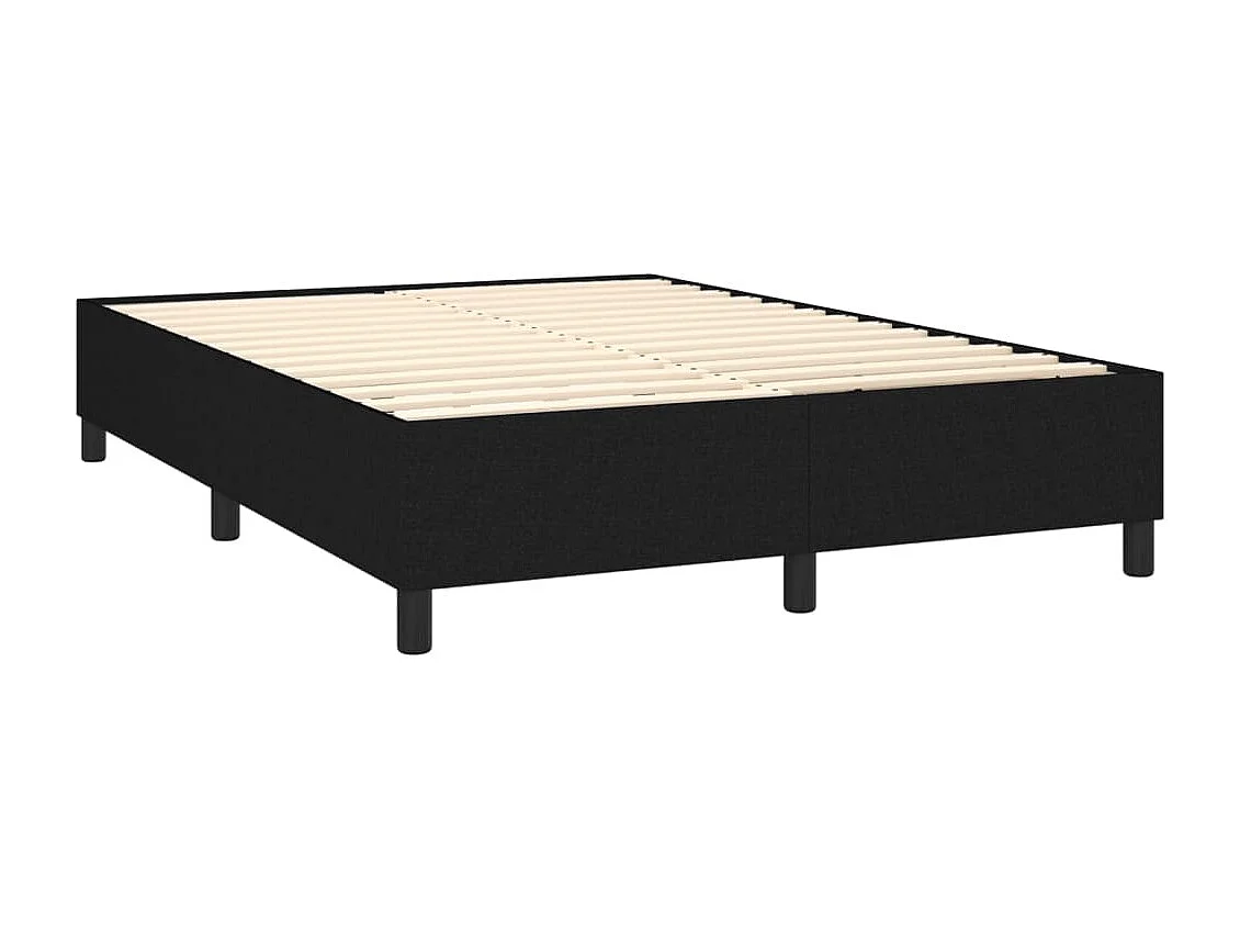 Letto a Molle con Materasso e LED Nero 140x190 cm in Tessuto