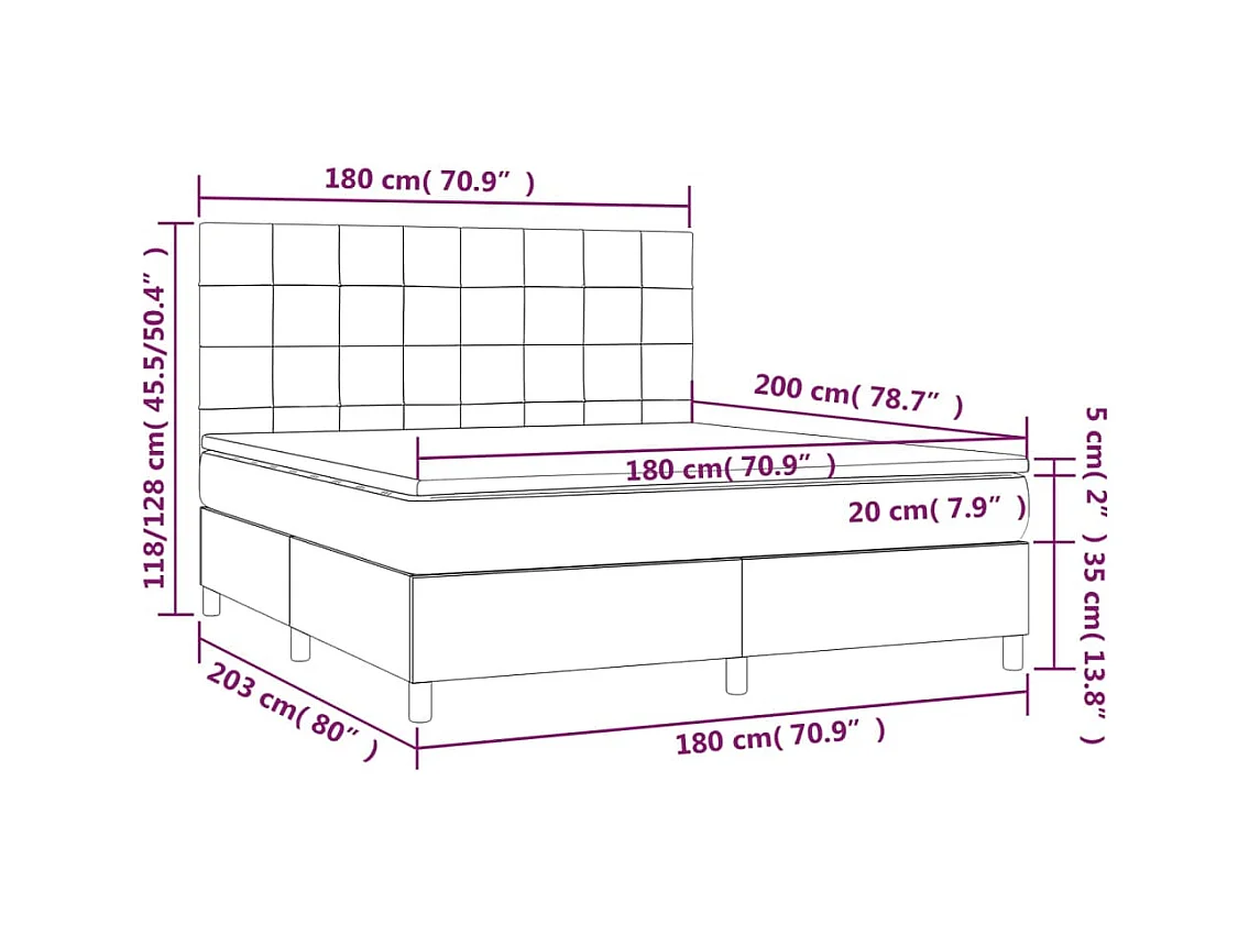Boxspring met matras en LED stof crèmekleurig 180x200 cm
