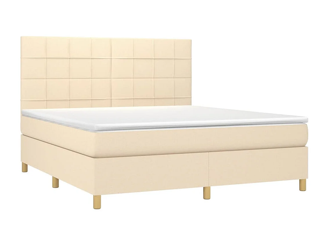 Sommier à lattes de lit et matelas et LED Crème 180x200cm Tissu