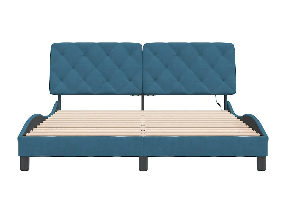 Cadre de lit avec LED sans matelas bleu 160x200 cm velours