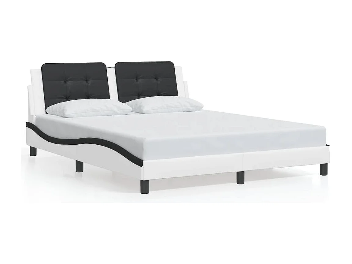 Cadre de lit avec LED sans matelas blanc et noir 160x200 cm